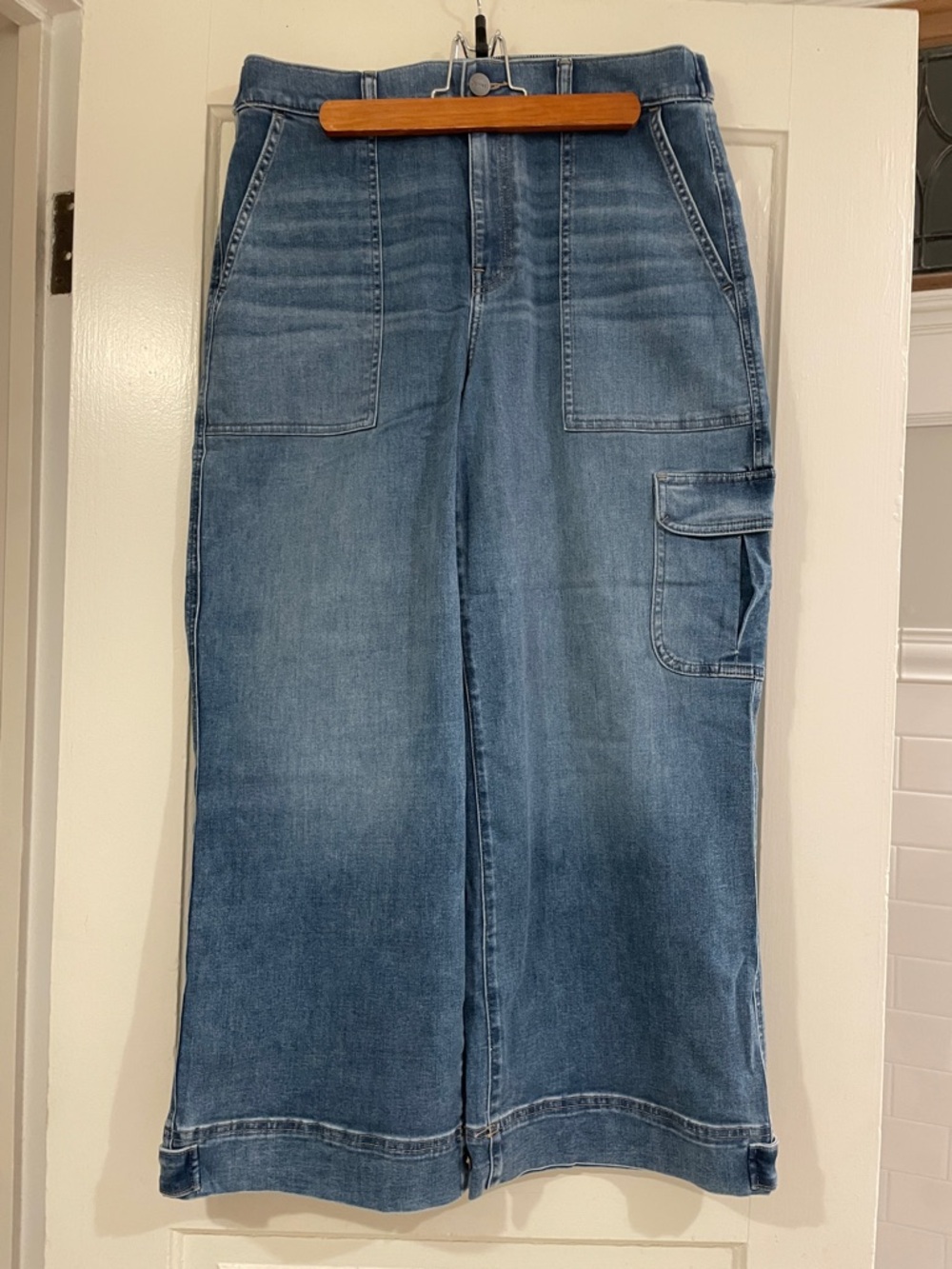 UpWest Light Blue Wide-Leg Jeans with Adjustable Button Details